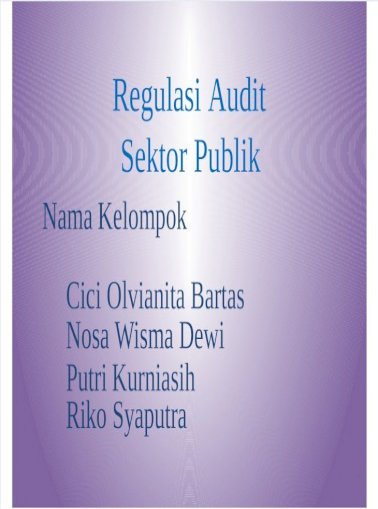 Regulasi Audit Sektor Publik Pdf Document